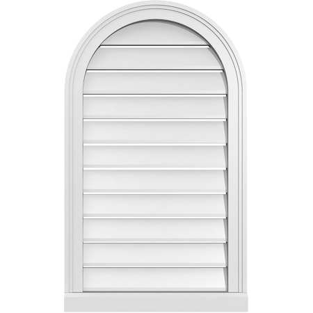 Ekena Millwork Round Top Surface Mount PVC Gable Vent: Functional, w/ 2"W x 2"P Brickmould Sill Frame, 20"W x 34"H GVPRT20X3403SF